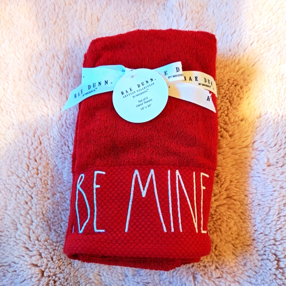 Rae Dunn Valentine's Red Towel Set